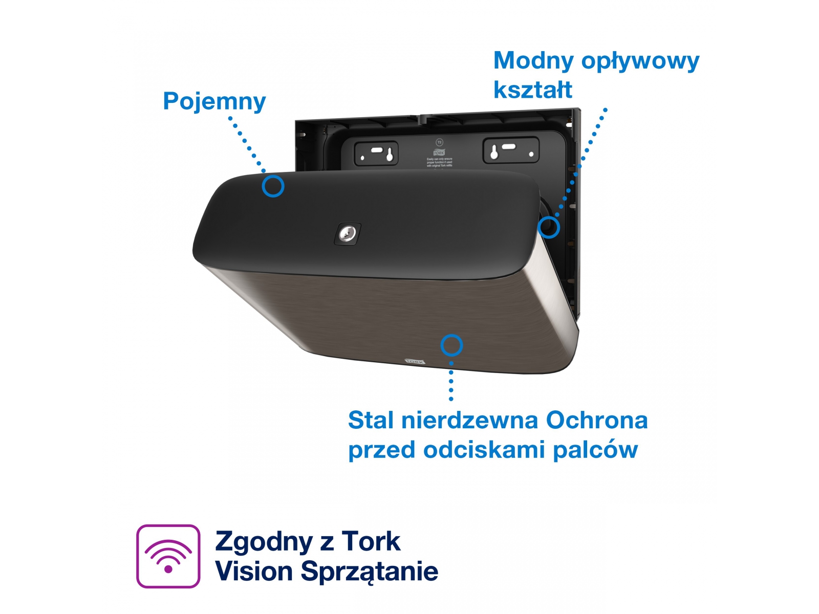 Dozownik papieru toaletowego T2 Tork 460006 STAL